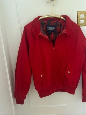 Lands' End Bright Red Zip-Up Harrington Jacket